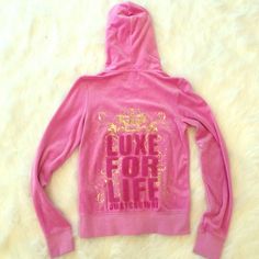 Selling this Juicy Couture Jacket w/ Hood in my Poshmark closet! My username is: taylorw1995. #shopmycloset #poshmark #fashion #shopping #style #forsale #Juicy Couture #Jackets Couture Embellishment, Juicy Couture Jacket, Couture Jackets, Virtual Closet, Fashion Icon, Pop Star, Pink Gold, Juicy Couture, Gold Glitter