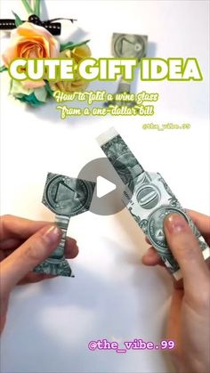 two hands are holding money with the words cute gift idea on it, and one hand is