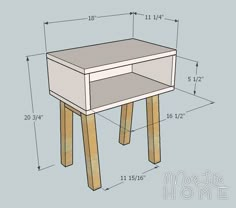 the measurements for a small table with drawers