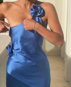 Royal Blue Satin Prom Dress, Satin Prom Dresses, Guest Attire, Wedding Attire Guest, Satin Prom Dress, Glam Dresses, Blue Satin, Guest Outfit, Looks Vintage