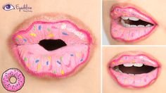 Sprinkle Lips, Donut Costume, Candy Costumes, Lipstick For Fair Skin, Cute Halloween Makeup, Lipstick Tutorial, Halloween Tutorial, Face Paint Makeup, Hallowen Costume