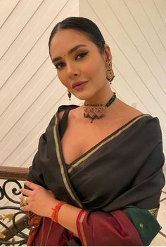 Esha Gupta, Black Saree, Celebrity Trends, Blush Brush, Bollywood Actress, Diwali, A Woman, Blush