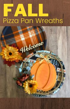 a plate that has some pumpkins on it and the words welcome fall written in large letters