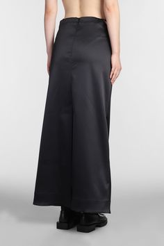 9% Elastane, 91% Polyester Elegant Wide Leg Satin Maxi Skirt, Elegant Satin Maxi Skirt For Work, High Waist Flowy Formal Skirt, High Waist Flowy Skirt For Formal Occasions, Formal High-waisted Flowy Skirt, Satin Skirt For Workwear, Classic Maxi Skirt For Spring Evenings, Satin Long Skirt For Workwear, Formal High Waist Flowy Maxi Skirt