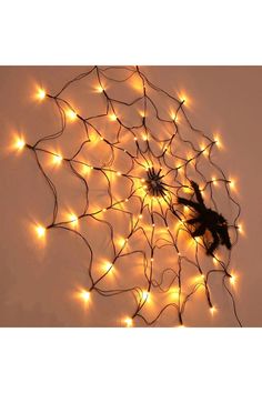 a large spider web with lights on it