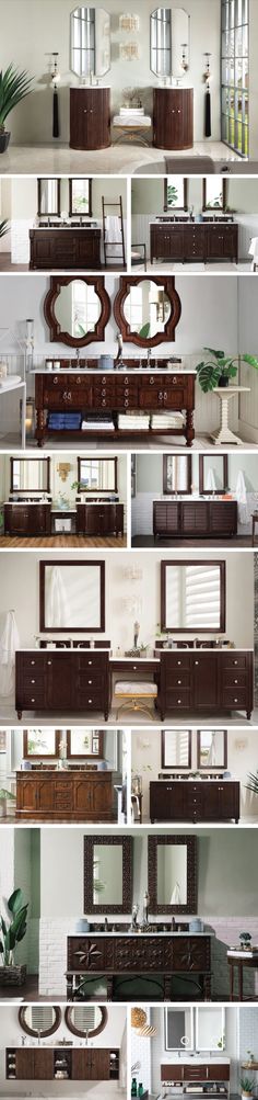 multiple pictures of different types of furniture and mirrors