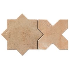 two different shapes of tile on a white background, one is brown and the other is beige