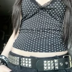 Studded Belt Outfit, Myspace Aesthetic, Black Studded Belt, Kiss Clothes, Instagram Post Idea, Band Au, Belt Outfit, Emo Girl Hairstyles, Everyday Fits