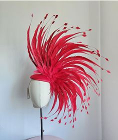 Luxury Feathered Headpieces For Costume Party, Goth Drag, Burlesque Headdress, Red Fitted Feather Headpieces, Luxury Feathered Headpiece For Costume, Showgirl Feather Headdress, Mad Hat, Head Pieces, Derby Day