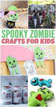 some crafts for kids to make with spooky zombie decorations and other things that are on display