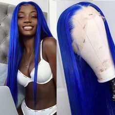 Electric Blue Lace Front Wig Long Human Hair Royal Blue Pre Colored Wigs 16 180% 13x4 Lace Wigs  100% Remy Human Hair, Fast Shipping, 2 to 7 Days to be Delivered. Blue Lace Front Wig, Straight Lace Front Wig, Lace Closure Hairstyles, Long Human Hair Wigs, Royal Blue Lace, Blue Wig, Short Human Hair Wigs, Colored Wigs, Straight Lace Front Wigs