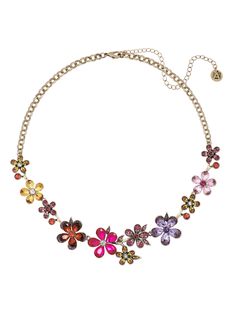 PRICES MAY VARY. Add a dramatic touch to your neck with these flower necklace featuring sparkling stones for truly stand-out style Choker style, 16" with 4" extender, stainless steel cable chain, various flower pendant with sparking and vibrant pinky yellow stones. Earrings paired available Perfect touch for daily casual look or also can be worn for formal event or evening party, choice is yours Our motto is Confidence - if you have it, you can make anything look good. For that, we are here to b Cool Gifts For Her, Gaudy Jewelry, Pink Flower Necklace, Women In Their 30s, Stones Earrings, Romantic Gifts For Her, Sparkle Necklace, Best Gifts For Her, Jewelry Lookbook