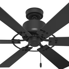 a black ceiling fan with four blades