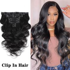 Clip In Hair Extensions Human Hair Brazilian Body Wave Clip In 8 Pcs/Set Natural Black Color Clip Ins Remy Hair 8-26 Inch 120G Texture:: Body Wave Texture: Body Wave Suitable Dying Colors: Darker Color Only Shipping Time:: Fast Shipping within 24 Hours Received Within 3-7 Working days. Material Grade: Remy Hair Items per Package: 8pcs/set Human Hair Type: Brazilian Hair Guarantee:: 15 Days Easy To Return Exclusive Service:: Drop Shipping Logo Label and Pack Designed Color:: Natural Black Color T Hairstyles For Locs, Hair Items, Wavy Hair Extensions, Loc Extensions, Natural Hair Extensions, Jet Black Hair, Afrikaanse Mode, Stunning Hairstyles, Brazilian Body Wave