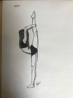 a drawing of a woman doing a handstand