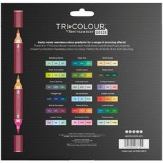 the tricolur pen is shown with different colors and shapes on it's side