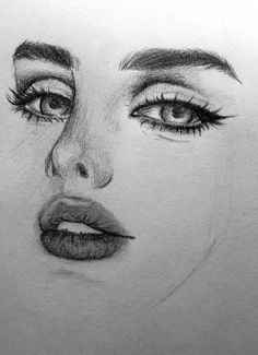 a pencil drawing of a woman's face