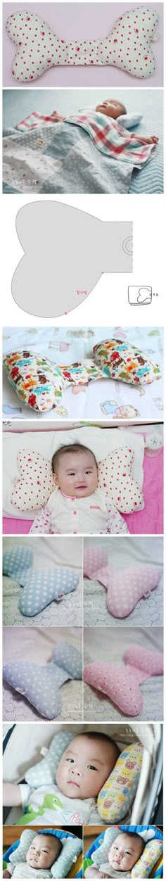 an image of the inside of a bed with sheets and pillows on it, as well as pictures of baby's head