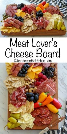 the meat lover's cheese board is full of fresh fruit and veggies