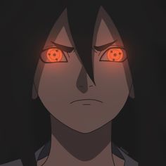 an anime character with glowing eyes and dark hair