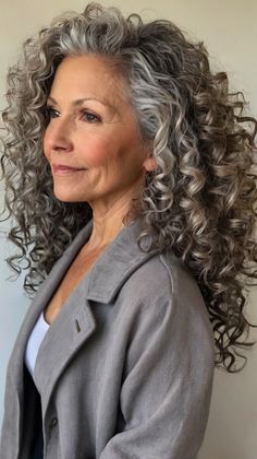 Curly Hairstyles for Women Over 50 Old Woman Haircut, Over 40 Curly Hairstyles, Vacay Hair, Curling Fine Hair, Curly Updos, Grey Hair And Glasses, Natural Curly Hair Cuts