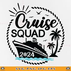 cruise squad decal with boat and palm trees