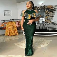 African Americans fashion QFY Dresses For Women 2022 Elegant Wedding Evening Dress Off Shoulder Sexy Long Gown Ankara Dashiki Outfit Robe Africaine Femme Ankara Style Green-S Long Gown Ankara, Velvet Styles, Gown Ankara, Dashiki Outfit, Wedding Evening Dress, Stylish Naija, Trendy Ankara Styles, Ankara Short Gown Styles, Combination Fashion