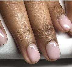 Acrylic Overlay Nails Short Natural Design, Builder Gel Nails Short, Short Neutral Pink Nails, Blush Nails Black Women, Short Natural Nails Manicures, Neutral Nail Black Women, Acrylic Overlay Nails Short Natural, Gel On Natural Nails Short