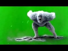 a gorilla is standing in front of a green screen