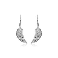 Sterling Silver Textured Angel Wing Earrings | Richard Cannon Jewelry Textured Angel Wings, Feather Angel Wings, Silver Angel Wings, Angel Wing Earrings, Doll Jewelry, Silver Feather, Wing Earrings, French Wire, Pricing Jewelry