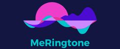 the logo for merringtone is shown in blue and pink colors with an abstract wave