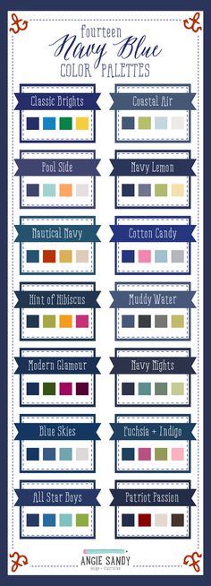 the color chart for different shades of blue, green, yellow and red with text that reads