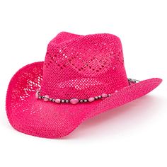 Womens Straw Cowboy Hat, Beach Cowboy Hat, Cowboy Hats For Women, Paper Boy Hat, Straw Hats For Women, Straw Cowgirl Hat, Beaded Hearts, Pink Cowboy Hat, Pink Cowboy