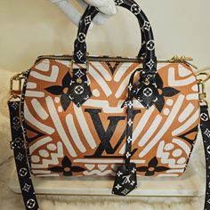 Caramel, Black, And White Giant Monogram Crafty Coated Canvas Speedy Bandoulire 25 Gold Hardware, 2020. Stunning. The Bag For Fall. Like New Condition. 10/10 Louis Vuitton Speedy 25, Speedy 25, Bags Louis Vuitton, Daily Essentials, Louis Vuitton Speedy, Louis Vuitton Handbags, Luxury Brand, Timeless Pieces, Orange Black