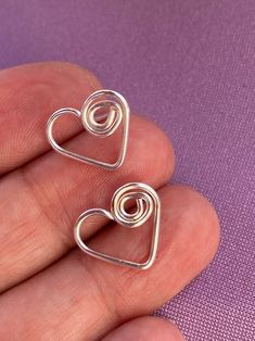 Heart Stud Earrings Special Gift for Her Wire Wrapped - Etsy Earrings For Mom, Acrylic Nails Almond Shape, Mom Valentines, Heart Earring, Step Mom Gifts, Special Gifts For Her, Purple Gift, Step Mom, Silver Clay