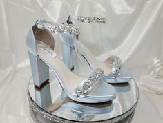 Cinderella Quinceanera Heels, Quinceanera Heels Blue, Blue And Silver Heels, Blue Prom Shoes, Wedding Heels Blue, Prom Shoes Blue, Quinceanera Heels, Quince Heels, Quince Shoes