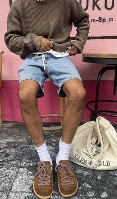 Jean Shorts Men Outfit, Shorts Men Outfits, Men Outfit Ideas, Jean Short Outfits, Guys Fits, Mens Shorts Outfits, Mens Summer Outfits, Guys Clothing Styles, Mens Outfit Inspiration