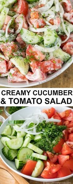 this creamy cucumber and tomato salad is the perfect side dish for any meal