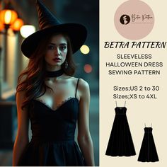 Gothic Circle Maxi Dress Sewing Pattern,Halloween Dress,Witch Dress,Vampire Dress,Sleeveless Summer Dress,available as an instant download (pdf) sewing pattern bundle with a range of size options , including plus sizes ⭐ US Sizes: 2️⃣, 4️⃣, 6️⃣, 8️⃣, 1️⃣0️⃣, 1️⃣2️⃣, 1️⃣4️⃣, 1️⃣6️⃣, 1️⃣8️⃣, 2️⃣0️⃣, 2️⃣2️⃣, 2️⃣4️⃣, 2️⃣6️⃣, 2️⃣8️⃣, 3️⃣0️⃣ ⭐ Standard Sizes: XS, S, M, L, XL, 2XL, 3XL, 4XL 🧵 These patterns are compatible with A4, A0, and US Letter size papers. 🪡 After your payment is processed, you Witchy Dresses For Halloween Costume Party, Sleeveless Costume Dress For Halloween, Sleeveless Halloween Costume Dress, Sleeveless Halloween Costume Party Dress, Fitted Vampire Dress For Halloween, Goth Dress Pattern, Witchy Sleeveless Party Dress, Black Sleeveless Costume Dress, Sleeveless Stretch Dress For Cosplay