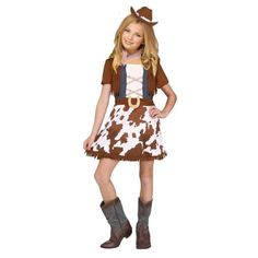 Way To Celebrate Rodeo Rider Costume Cowgirl Rodeo Costume Wild West Costume 3 Pc Set Includes: Cow Print Dress, Hat & Handkerchief. Size Small 4-6 Costume Is New & Has Never Been Worn. Please Reference All Pics For Item Condition & Sizing. Open To Offers, Bundle Items To Receive A Discount. Pet/Smoke Free Home. 8722164 Halloween Party Costume, Disney Oogie Boogie Bash Costume, Pretend Dress Up Cow Fancy Dress Kids, Wild West Costumes, Cowgirl Outfits Halloween, Cow Print Dress, Cowgirl Halloween, Brown Cowboy Hat, Rodeo Rider, Cute Cowgirl Outfits, Cowgirl Dresses