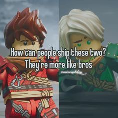 two legos with the caption how can people ship these two? they're more like bros