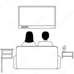 two people sitting on a couch watching tv