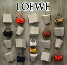 the display features many different types of purses