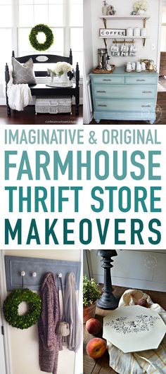 an advertisement for the farmhouse store with pictures of furniture and other items on display in it