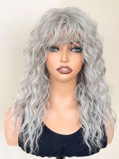 Color:Grey Type:Bangs Wig Features:Heat-Resistant Cap Type:Rose Mesh Net Crowd:Women Hairstyle:Medium Wigs Theme:Party Curl:Small to Medium Curls Dye/Bleach/Perm:Perm Heat Tolerence:150℃ Material:High Temperature Fiber Grey Lace Wig, Gray Wig, Medium Length Curly Hair, Silver Blonde Hair, Red Wig, Bangs Wig, Medium Curls, Grey Wig, Silver Blonde