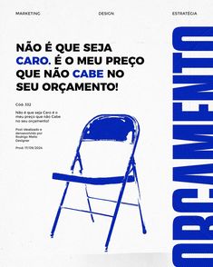 a blue and white advertisement for a folding chair with the words dream written in spanish