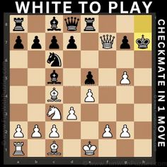 a chess board with the words white to play checkmate in two moves on it