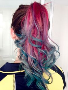 Ombre On Brown Hair, Turquoise Hair Ombre, Hair Color 2024, Blue And Pink Hair, Pink Ombre Hair, Magical Transformation, Turquoise Ombre, Blue Ombre Hair