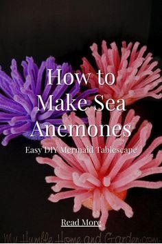 two pink and purple flowers with the title how to make sea anemones