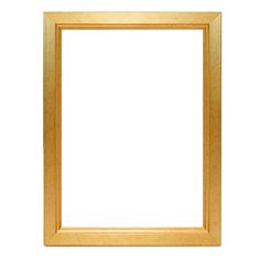 an empty wooden frame on a white background